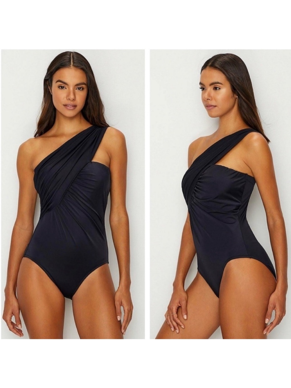 NEW MagicSuit Goddess One-Piece Swimsuit Size 8 Black Strapless One-Shoulder